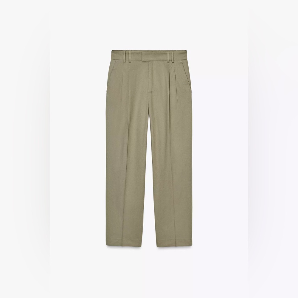 Zara Olive Green Pleated Trousers Pants sz xxl